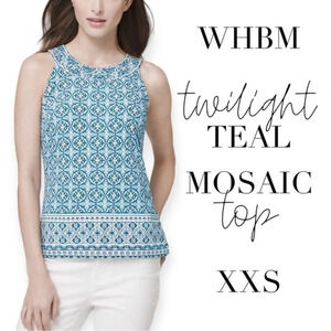 White House Black Market teal mosaic embellished halter tank top 570235415